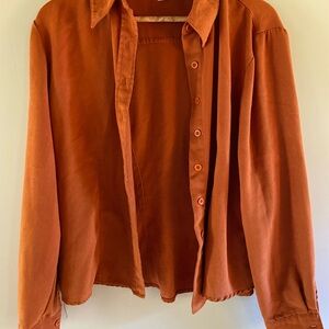 Cleo Terracotta Suede Button-Up Shirt
